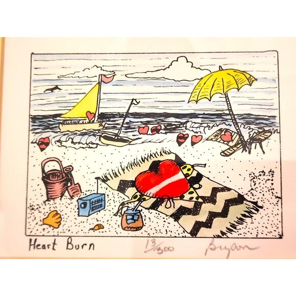 PICTURE PRINT-BILL BRYSON-"Heart Burn"-13 OF 300-Signed-Framed - Picture 2 of 12